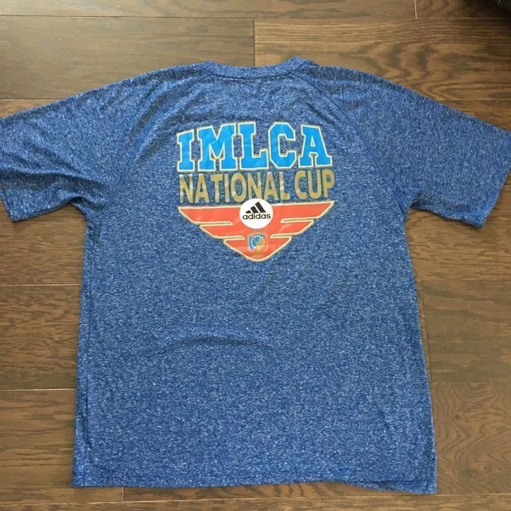 New adidas IMLCA lax lacrosse coaches National Cup T shirt blue mens M